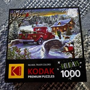 Kodak Premium Puzzle - Red Truck and Snowy Cabin